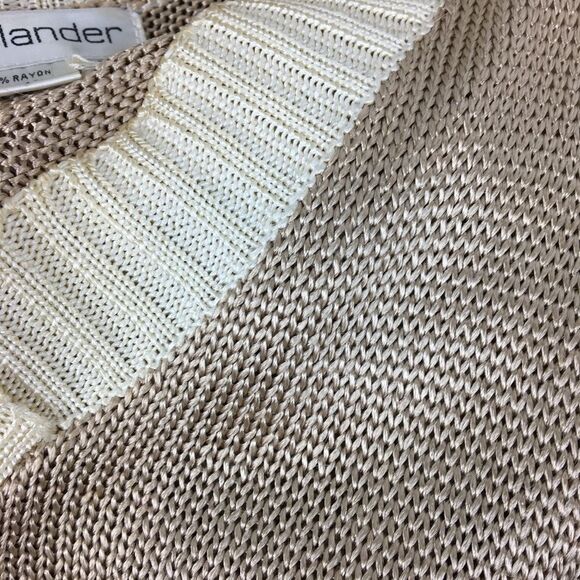 Neiman Marcus Outlander Tan & Ivory Knit Vintage Long Sleeve Tunic Sweater M - Picture 6 of 9